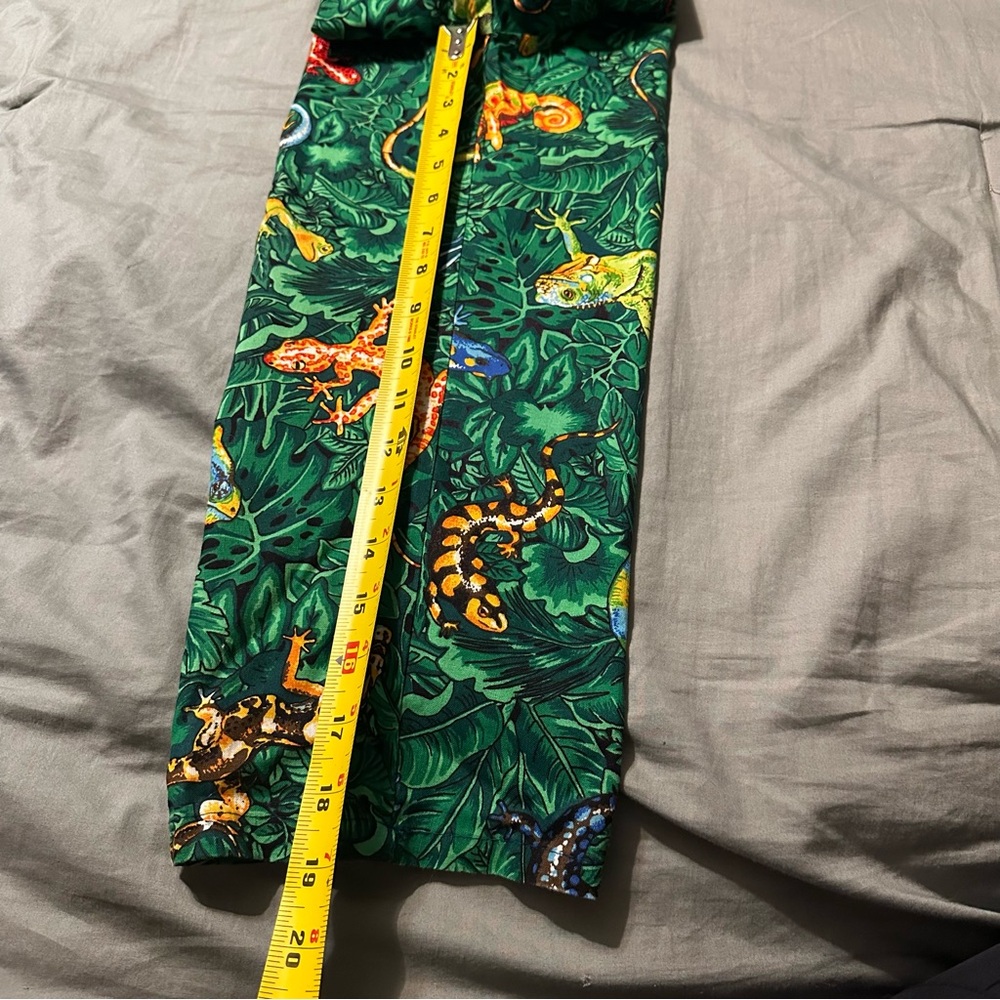 Kids Large Green Tropical Lizard Gecko Print Cotton Lounge Pants Made in USA - Picture 7 of 7